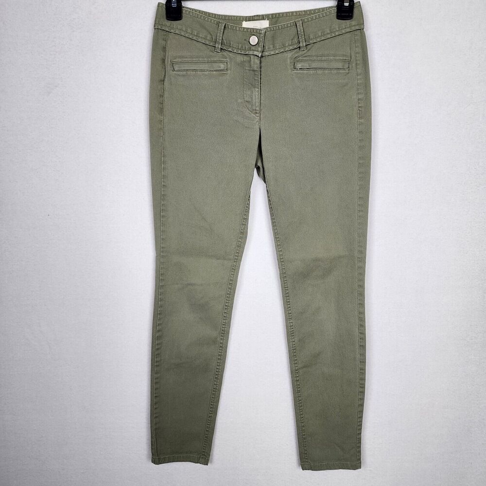 Loft Ann Taylor Skinny Crop Jeans Green Denim Low Rise Zipper Pocket Size 2